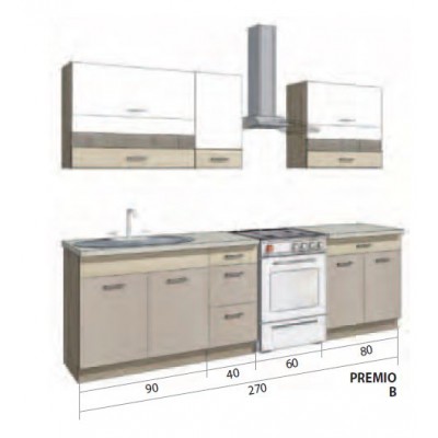 Virtuvės komplektas FD PREMIO B BASIC 270 su stalviršiu Virtuvės komplektas FD PREMIO B BASIC 270 su stalviršiu